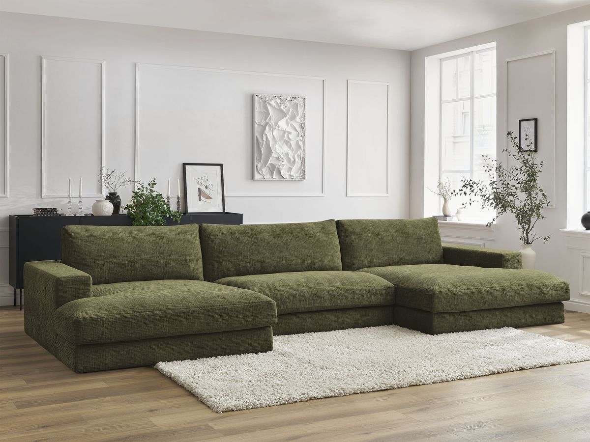 Leonard - Canapé Panoramique Fixe Compact - Tissu Texturé