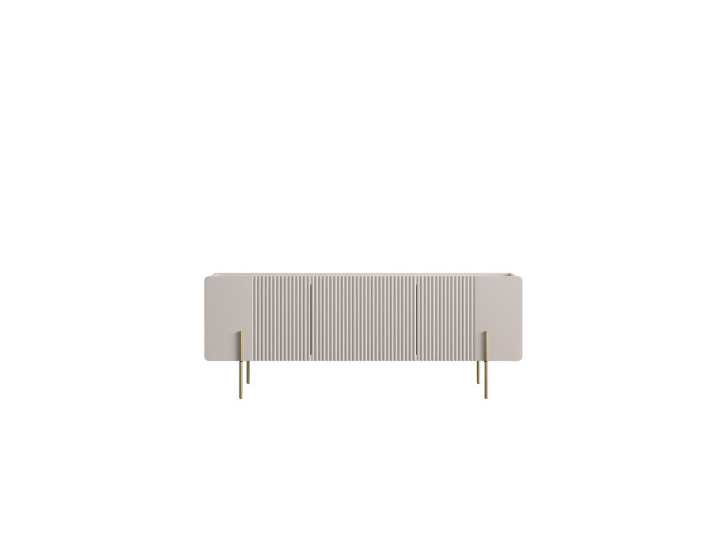 Mathilde - Mueble de TV de 3 puertas - Encimera efecto mármol y patas doradas