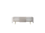 Mathilde - Mueble de TV de 3 puertas - Encimera efecto mármol y patas doradas