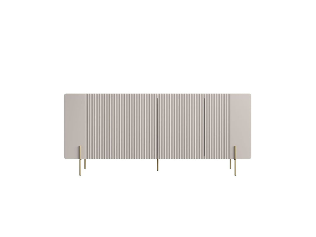 Mathilde - Buffet 4 Portes Plateau Effet Marbre - Pieds Or