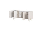 Mathilde - Buffet 4 Portes Plateau Effet Marbre - Pieds Or