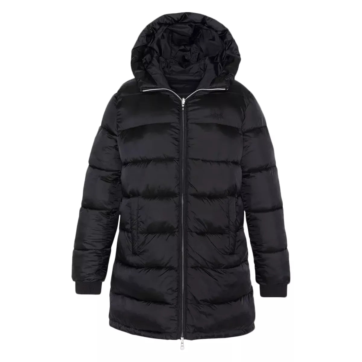 Women's Reversible Long Hooded Puffer Jacket Riversa2W - Black