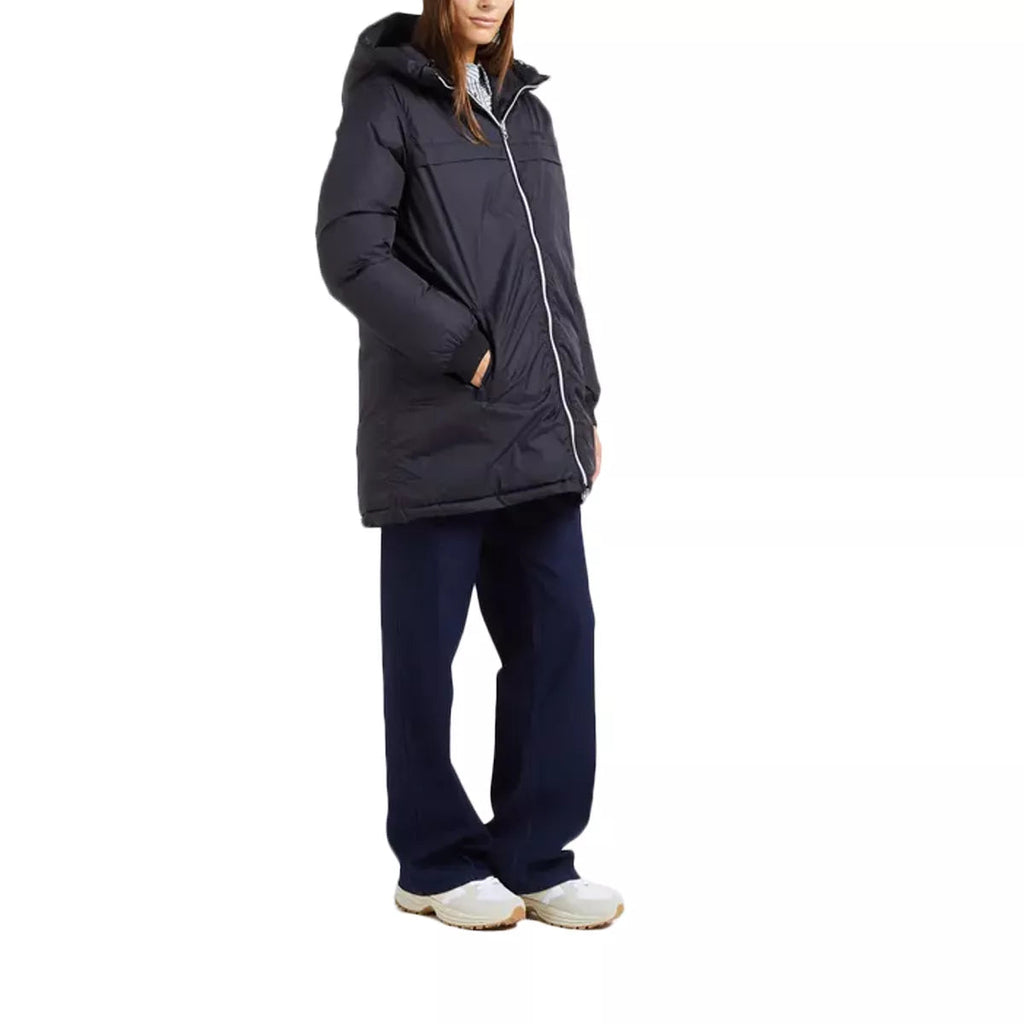 Women's Reversible Long Hooded Puffer Jacket Riversa2W - Black