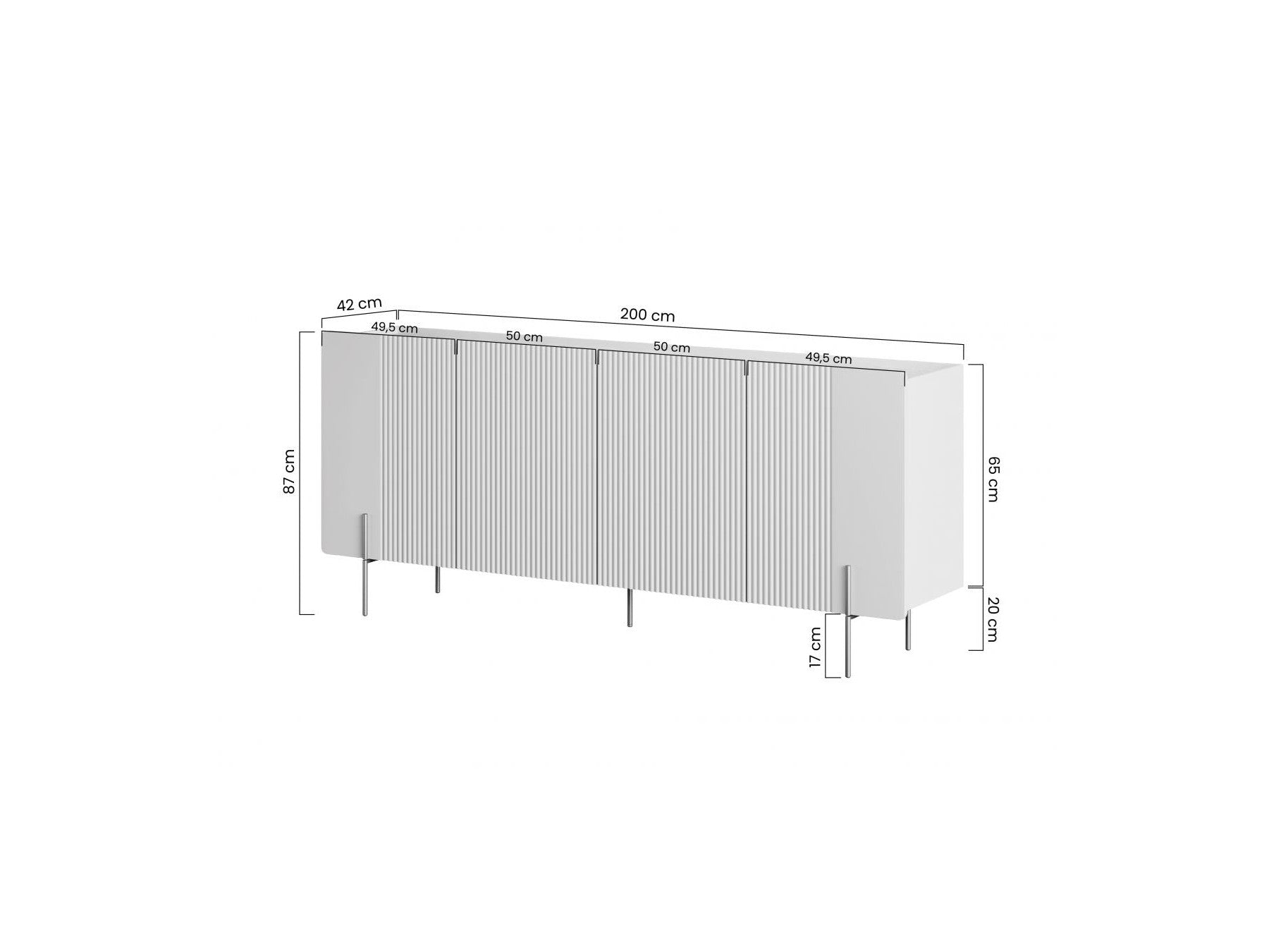 Mathilde - Buffet 4 Portes Plateau Effet Marbre - Pieds Or