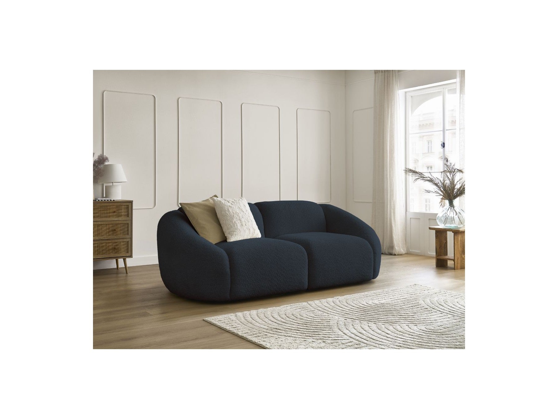 Fixed Straight 2-Seater Sofa - Tina - Bouclé Fabric