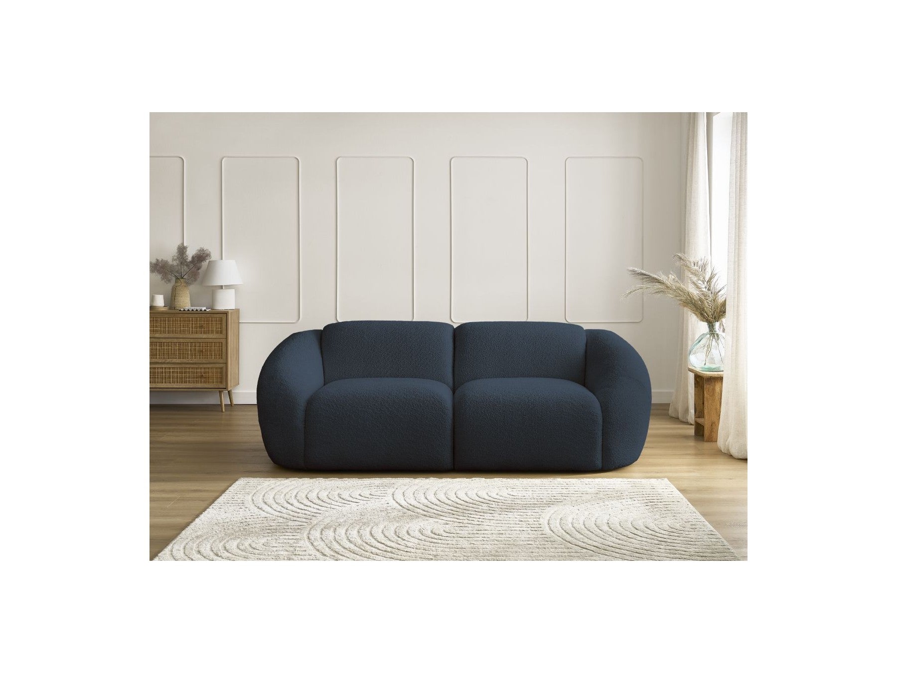 Fixed Straight 2-Seater Sofa - Tina - Bouclé Fabric