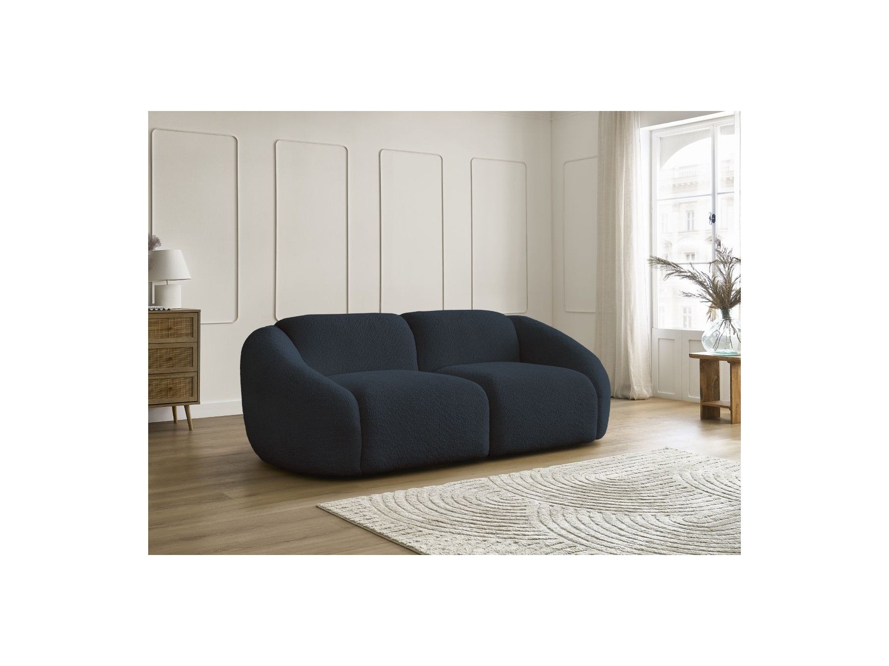 Fixed Straight 2-Seater Sofa - Tina - Bouclé Fabric