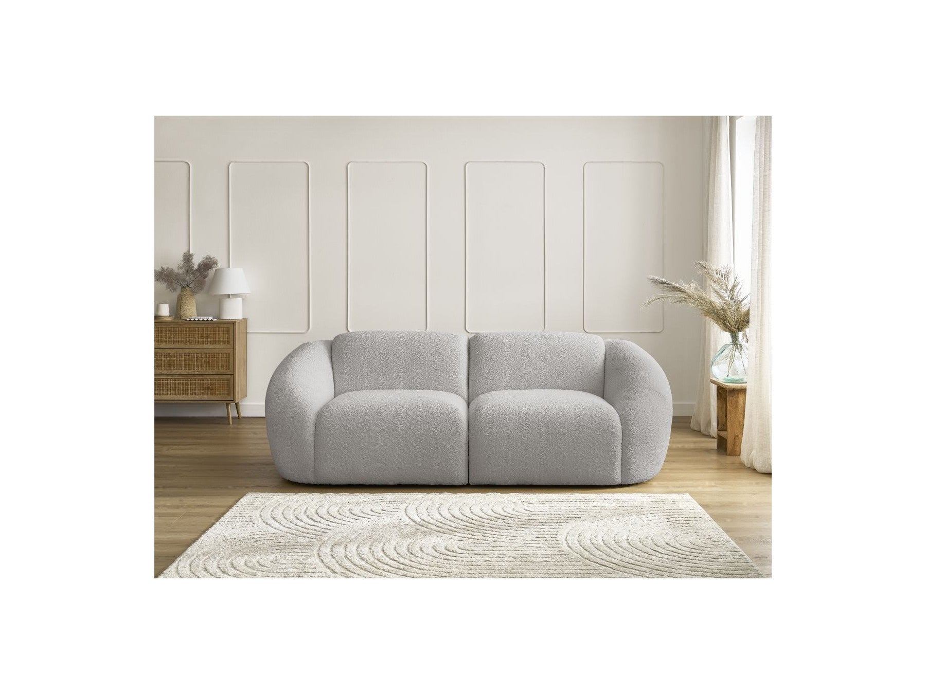 Fixed Straight 2-Seater Sofa - Tina - Bouclé Fabric