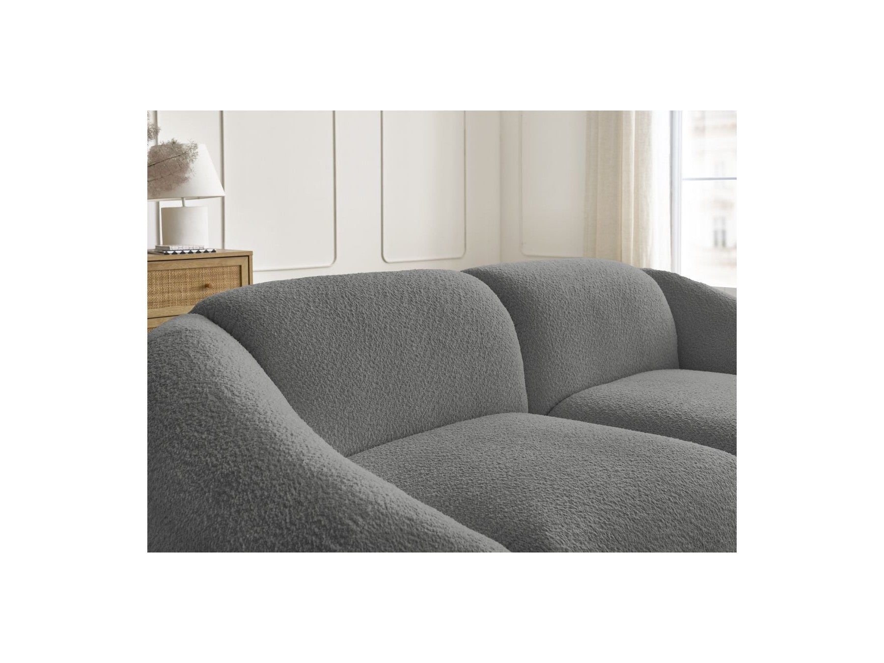 Fixed Straight 2-Seater Sofa - Tina - Bouclé Fabric