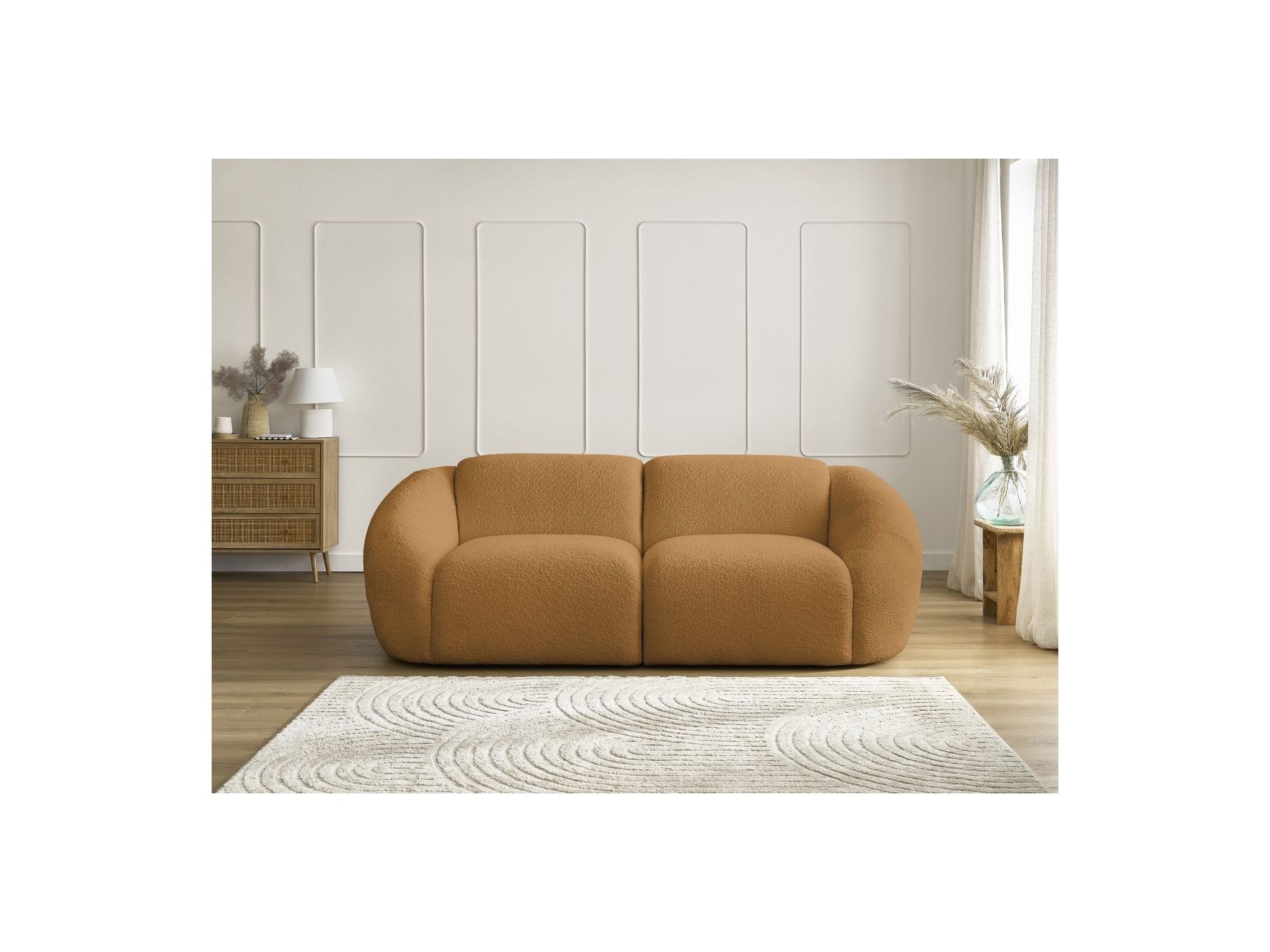 Fixed Straight 2-Seater Sofa - Tina - Bouclé Fabric