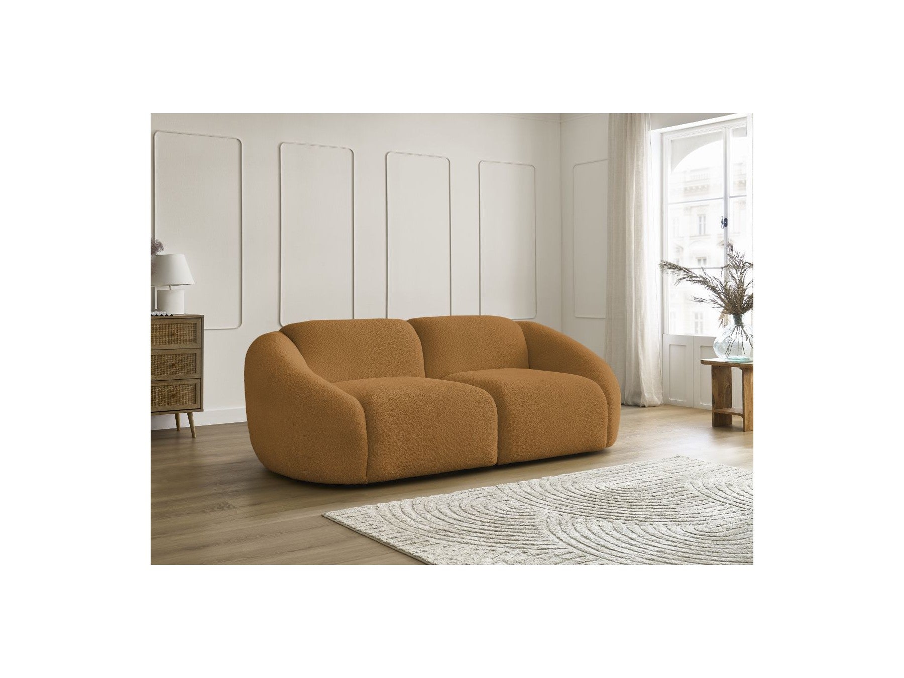 Fixed Straight 2-Seater Sofa - Tina - Bouclé Fabric