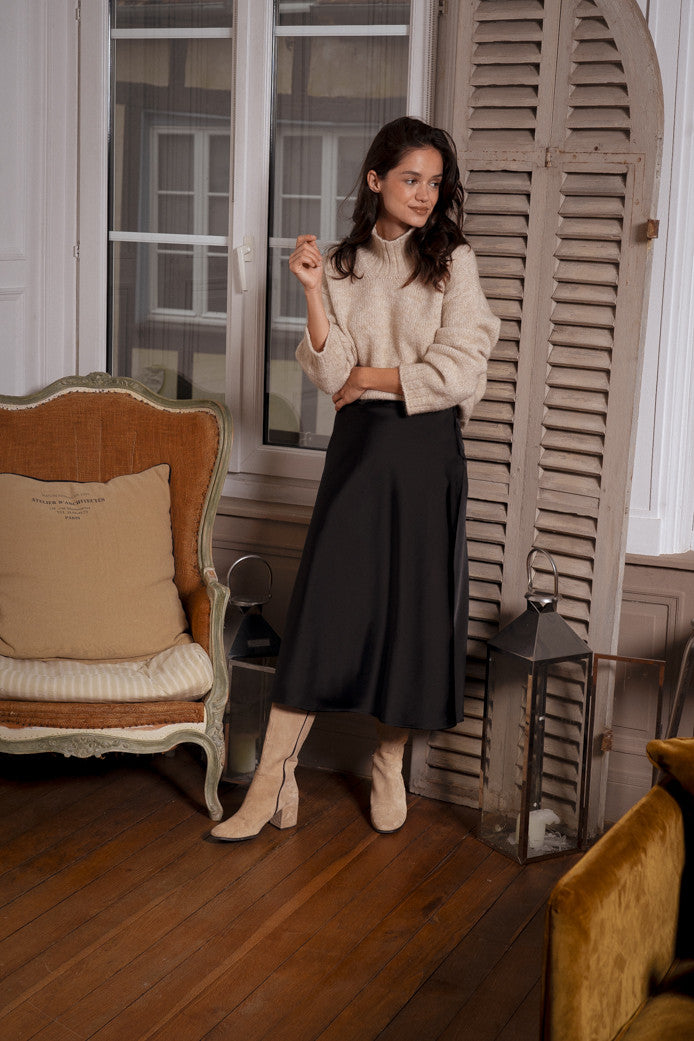 Falda Rose Satin Noir