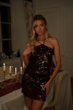 Dora Sequin Dress - Plum