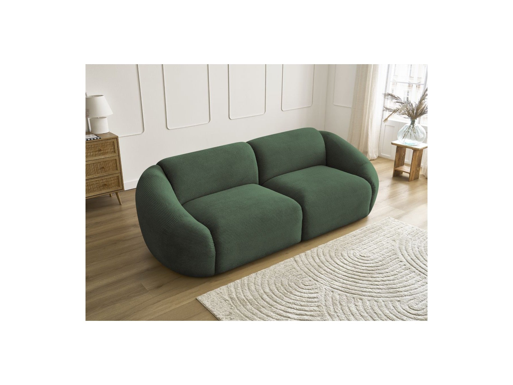 Fixed Straight 3-Seater Sofa - Tina - Corduroy