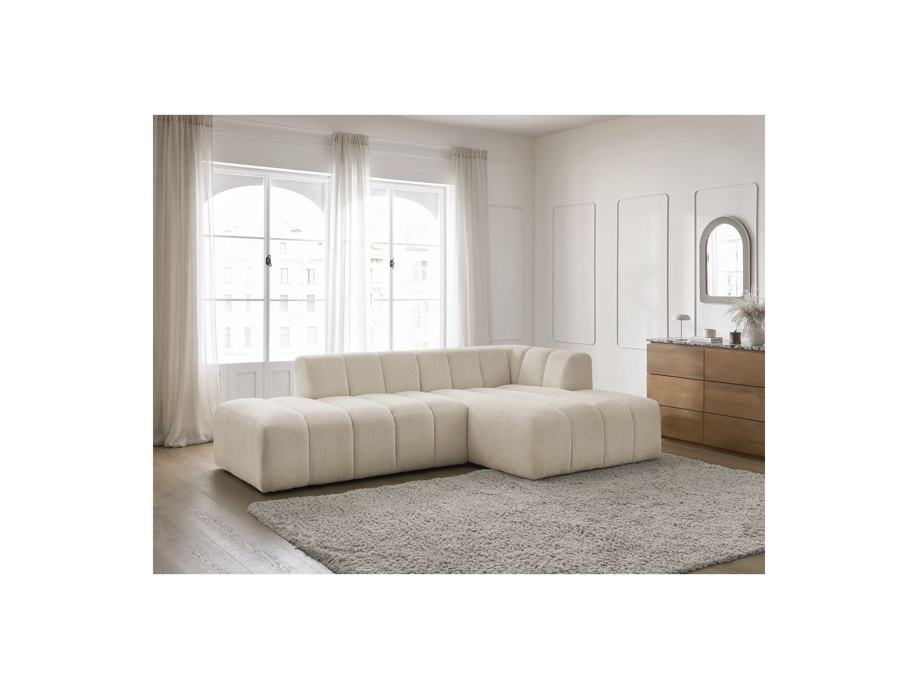 Sofá esquinero fijo modular - Annecy - Tejido bouclé - Esquina derecha
