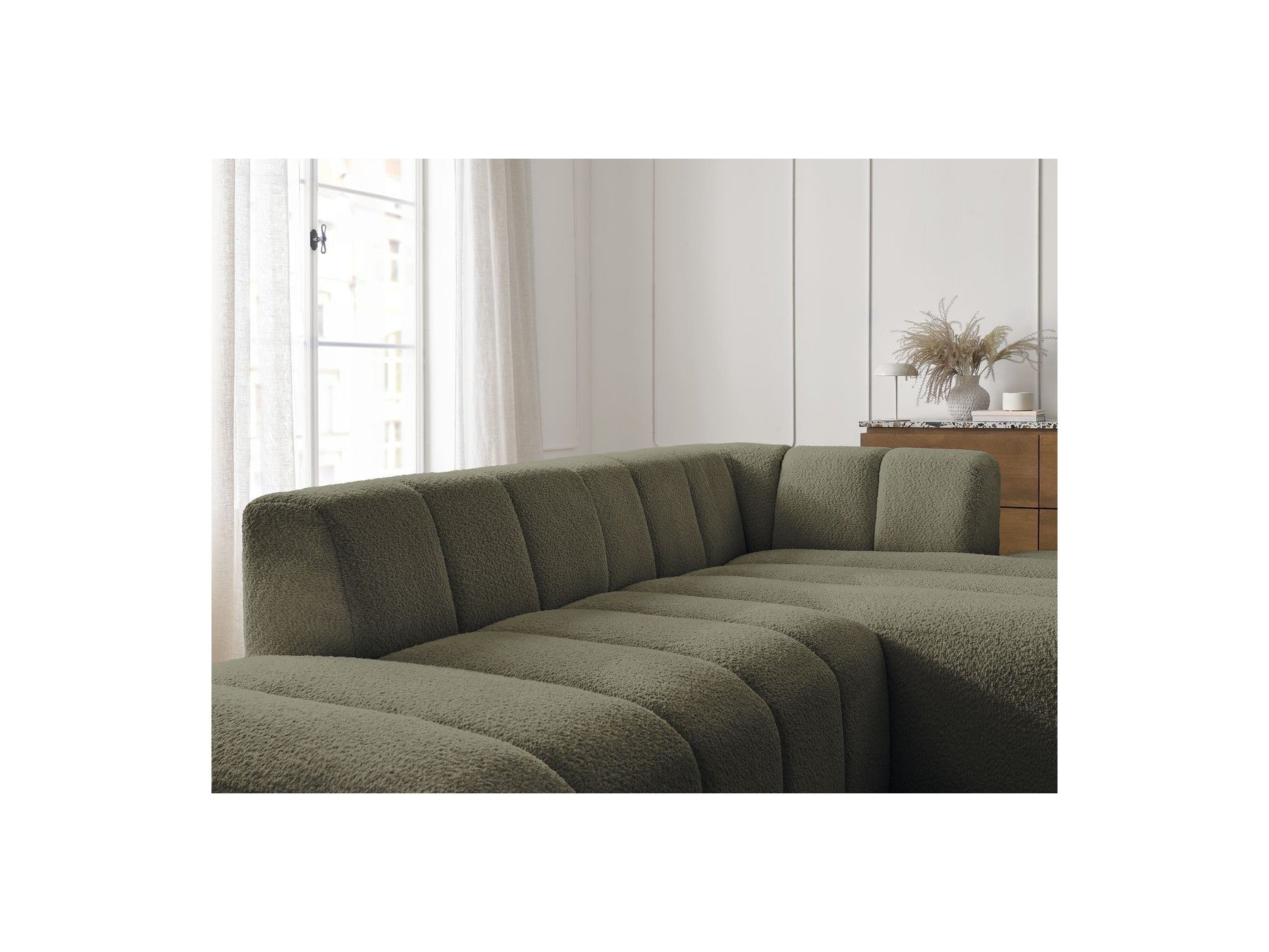 Sofá esquinero fijo modular - Annecy - Tejido bouclé - Esquina derecha