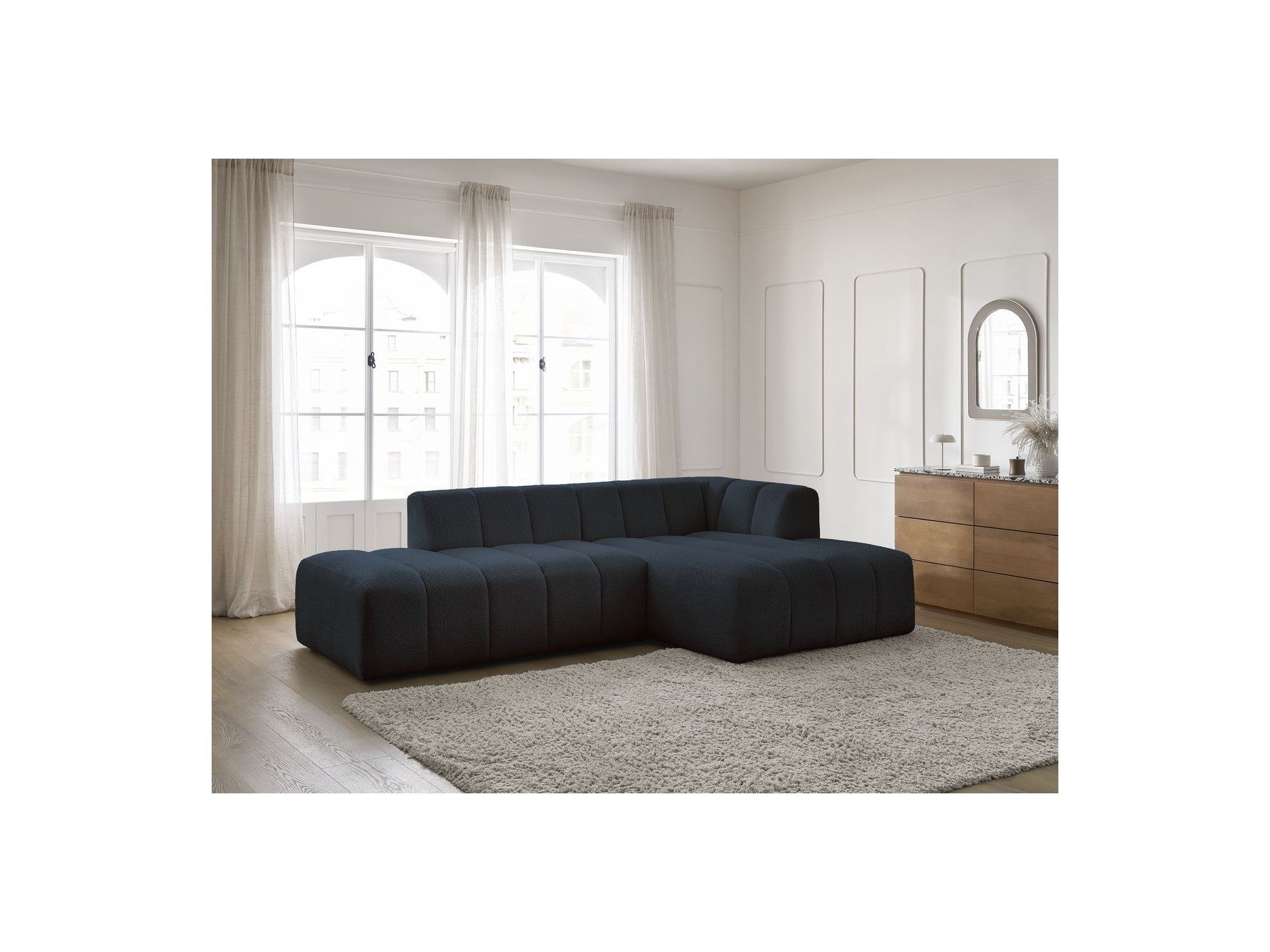 Sofá esquinero fijo modular - Annecy - Tejido bouclé - Esquina derecha