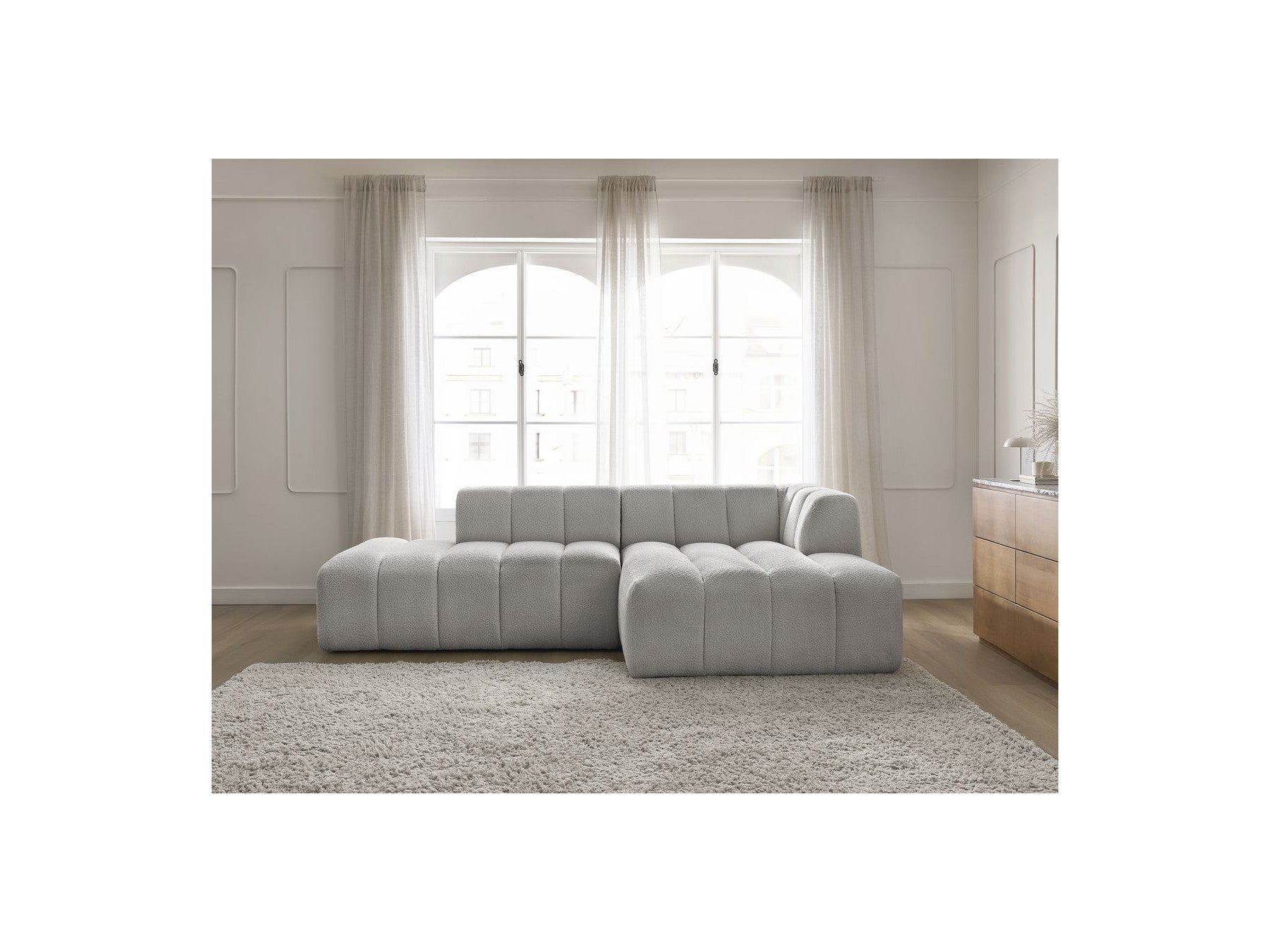 Sofá esquinero fijo modular - Annecy - Tejido bouclé - Esquina derecha