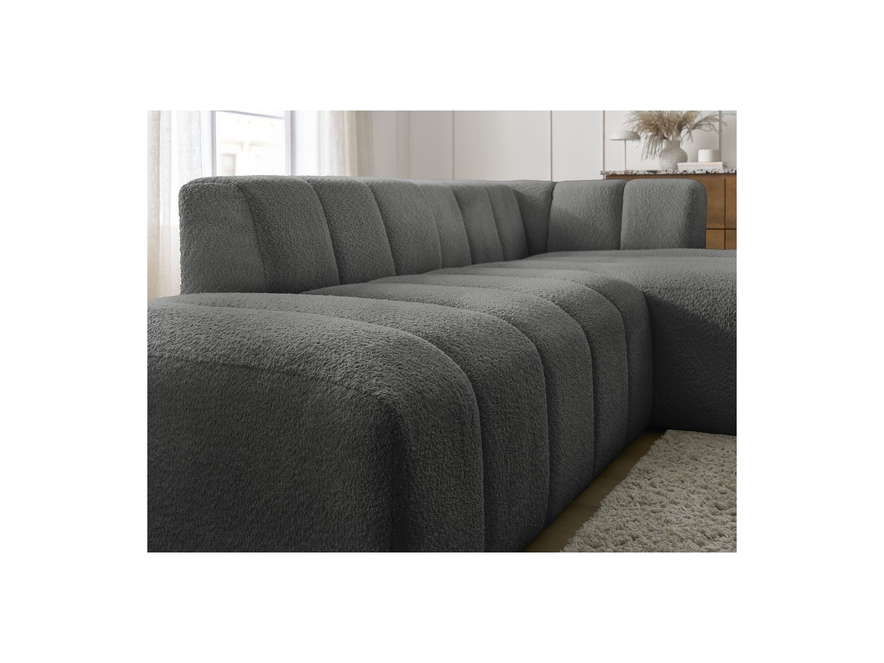 Sofá esquinero fijo modular - Annecy - Tejido bouclé - Esquina derecha