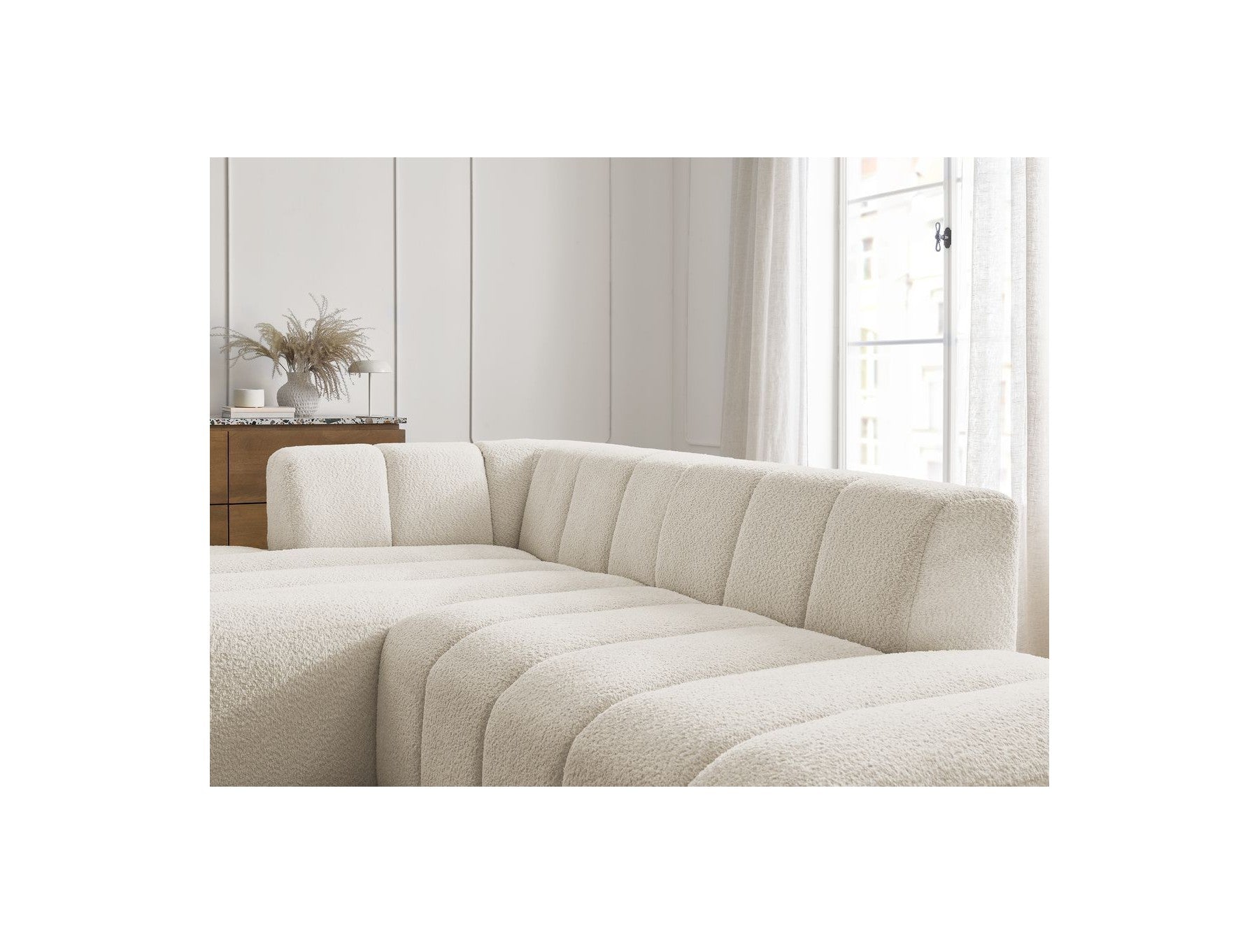 Sofá esquinero fijo modular - Annecy - Tejido bouclé - Esquina izquierda