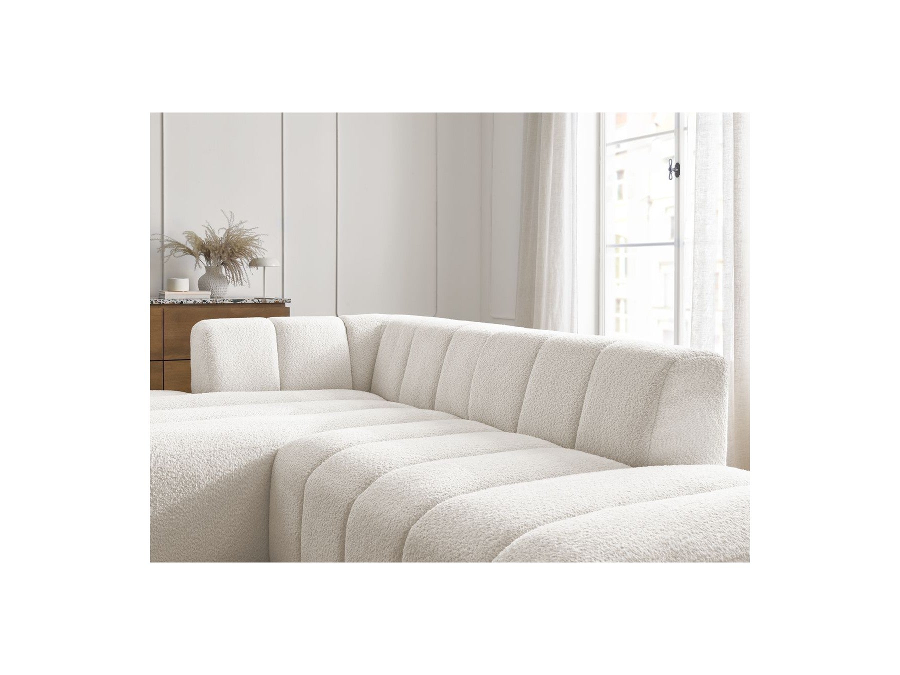 Sofá esquinero fijo modular - Annecy - Tejido bouclé - Esquina izquierda