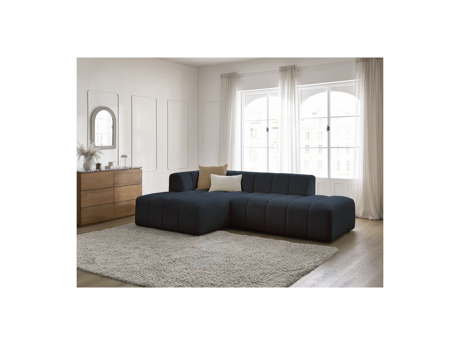 Sofá esquinero fijo modular - Annecy - Tejido bouclé - Esquina izquierda
