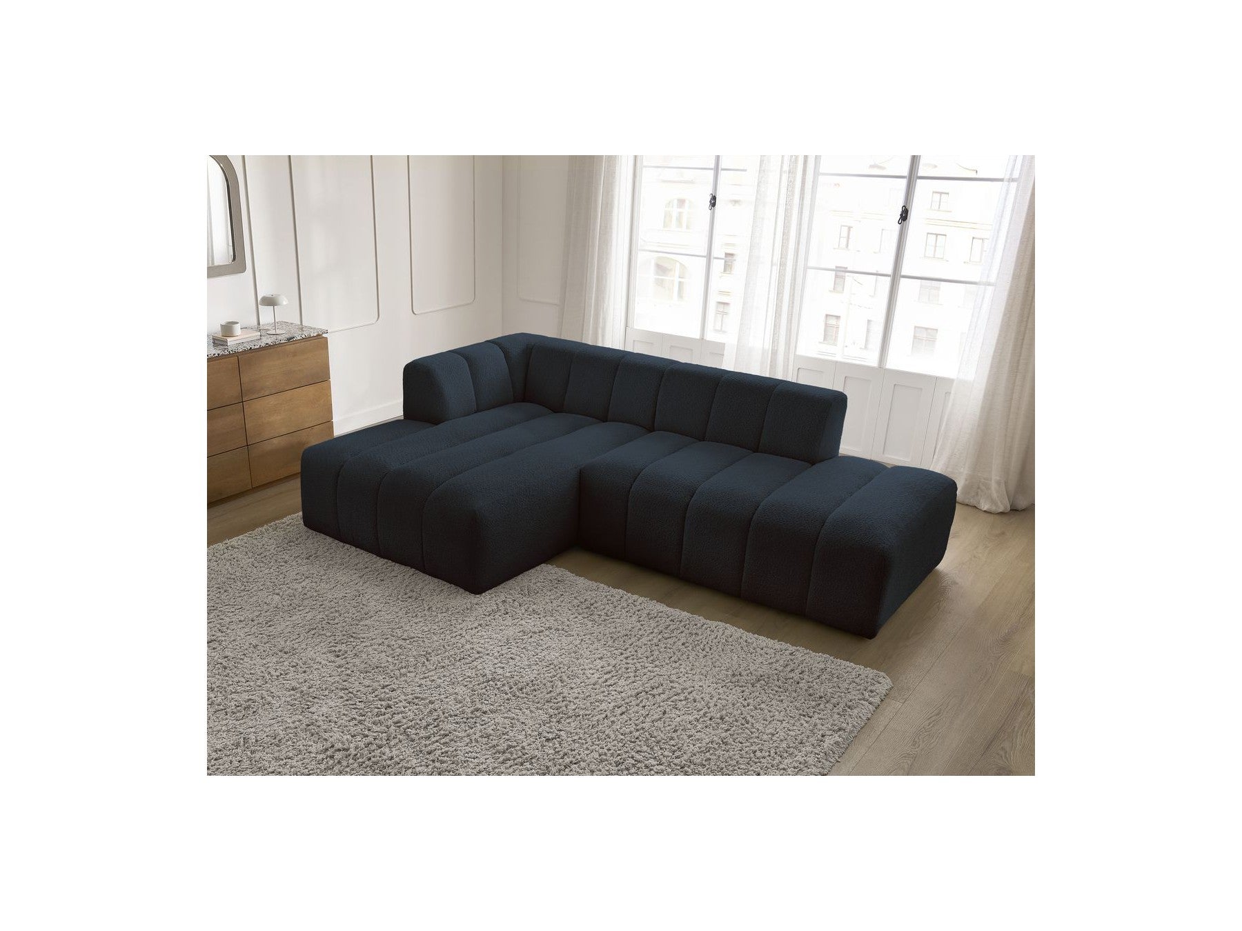 Sofá esquinero fijo modular - Annecy - Tejido bouclé - Esquina izquierda