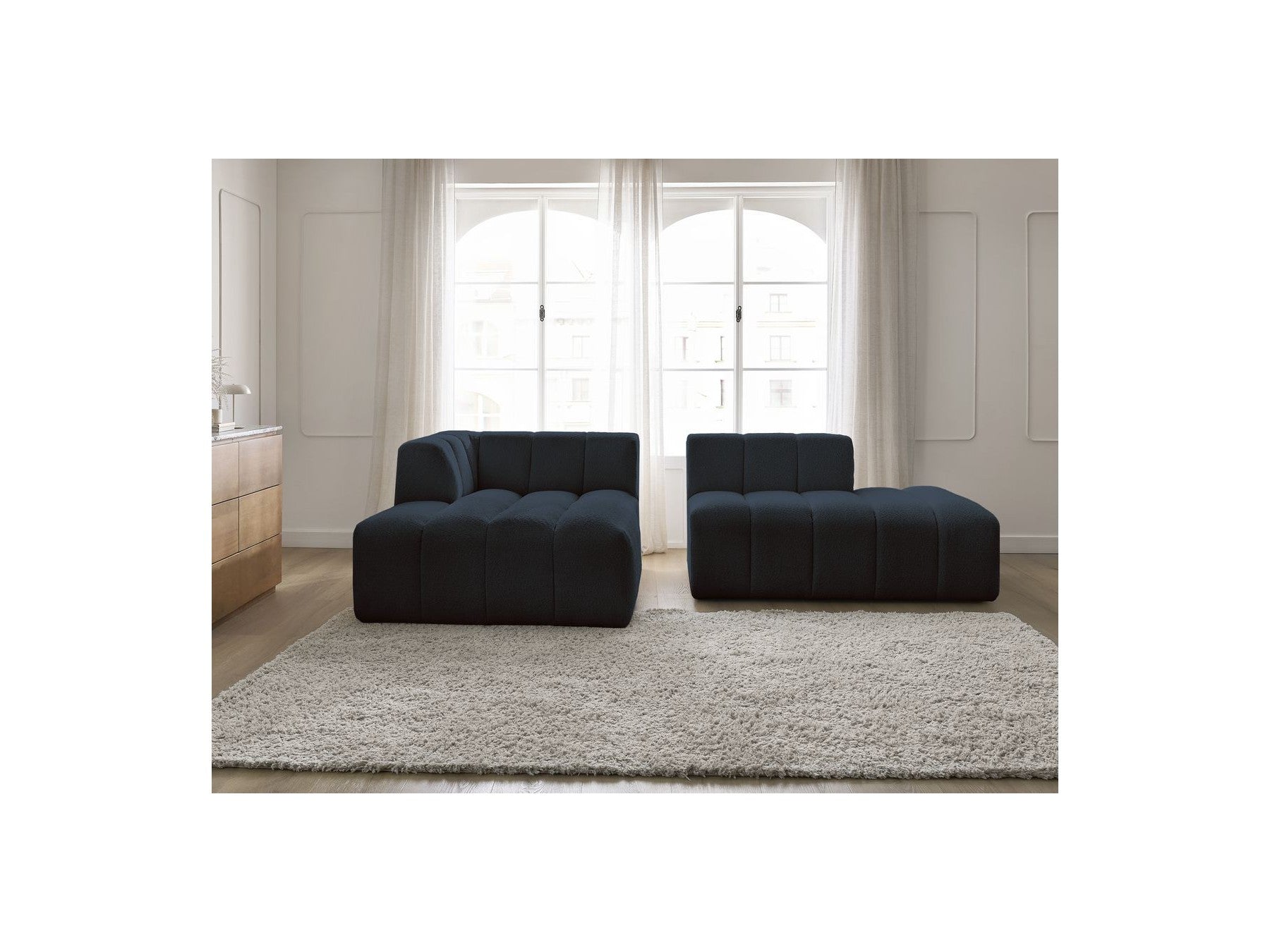 Sofá esquinero fijo modular - Annecy - Tejido bouclé - Esquina izquierda