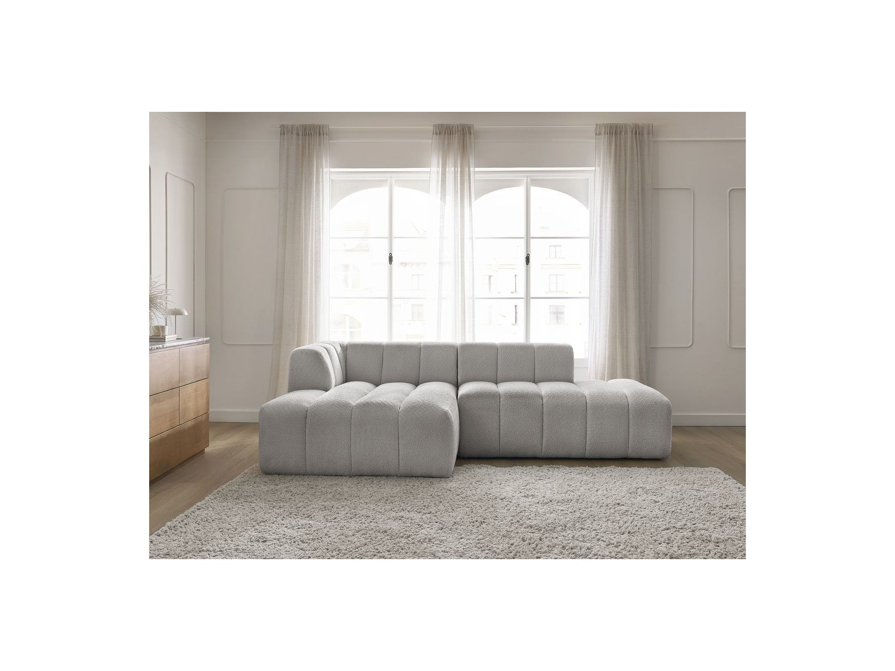 Sofá esquinero fijo modular - Annecy - Tejido bouclé - Esquina izquierda