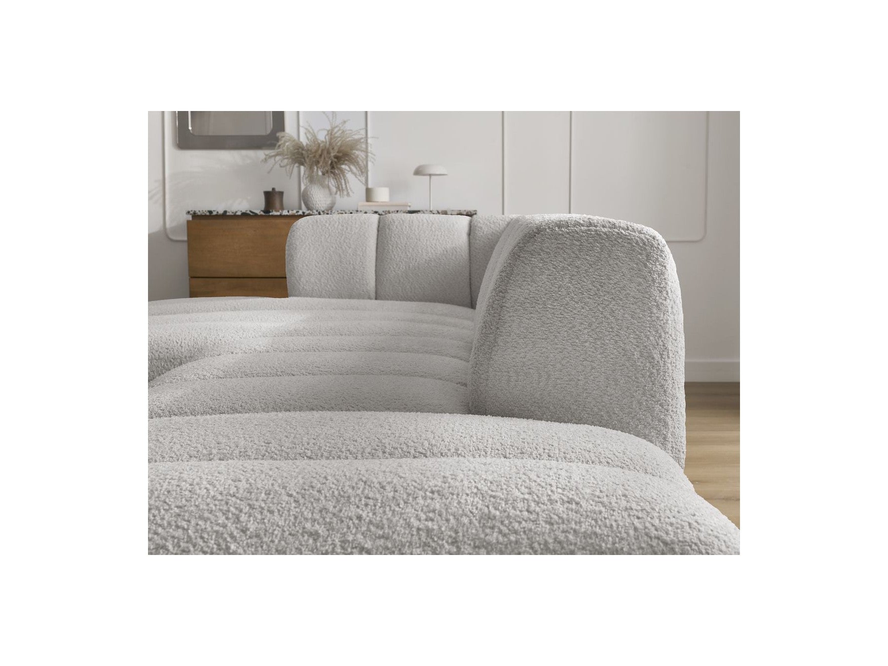 Sofá esquinero fijo modular - Annecy - Tejido bouclé - Esquina izquierda