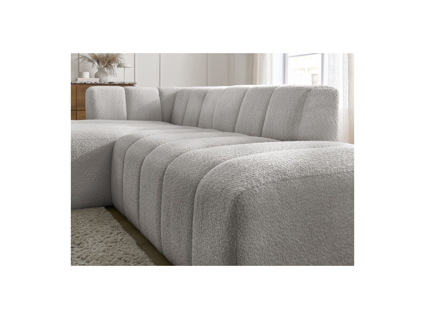 Sofá esquinero fijo modular - Annecy - Tejido bouclé - Esquina izquierda