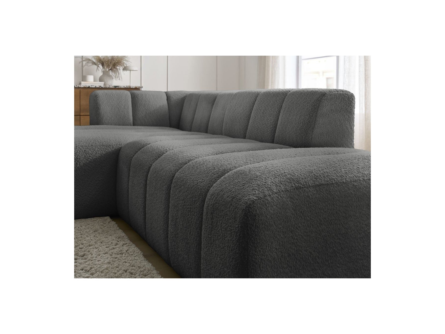 Sofá esquinero fijo modular - Annecy - Tejido bouclé - Esquina izquierda