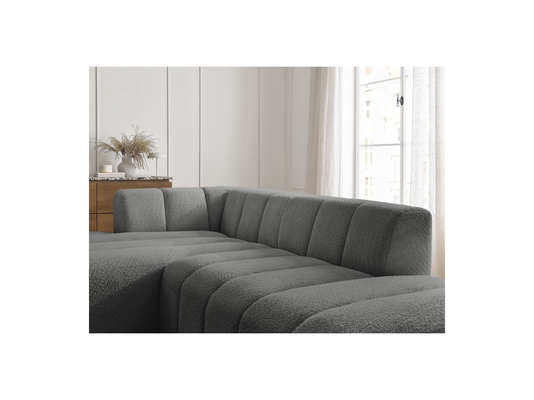 Sofá esquinero fijo modular - Annecy - Tejido bouclé - Esquina izquierda
