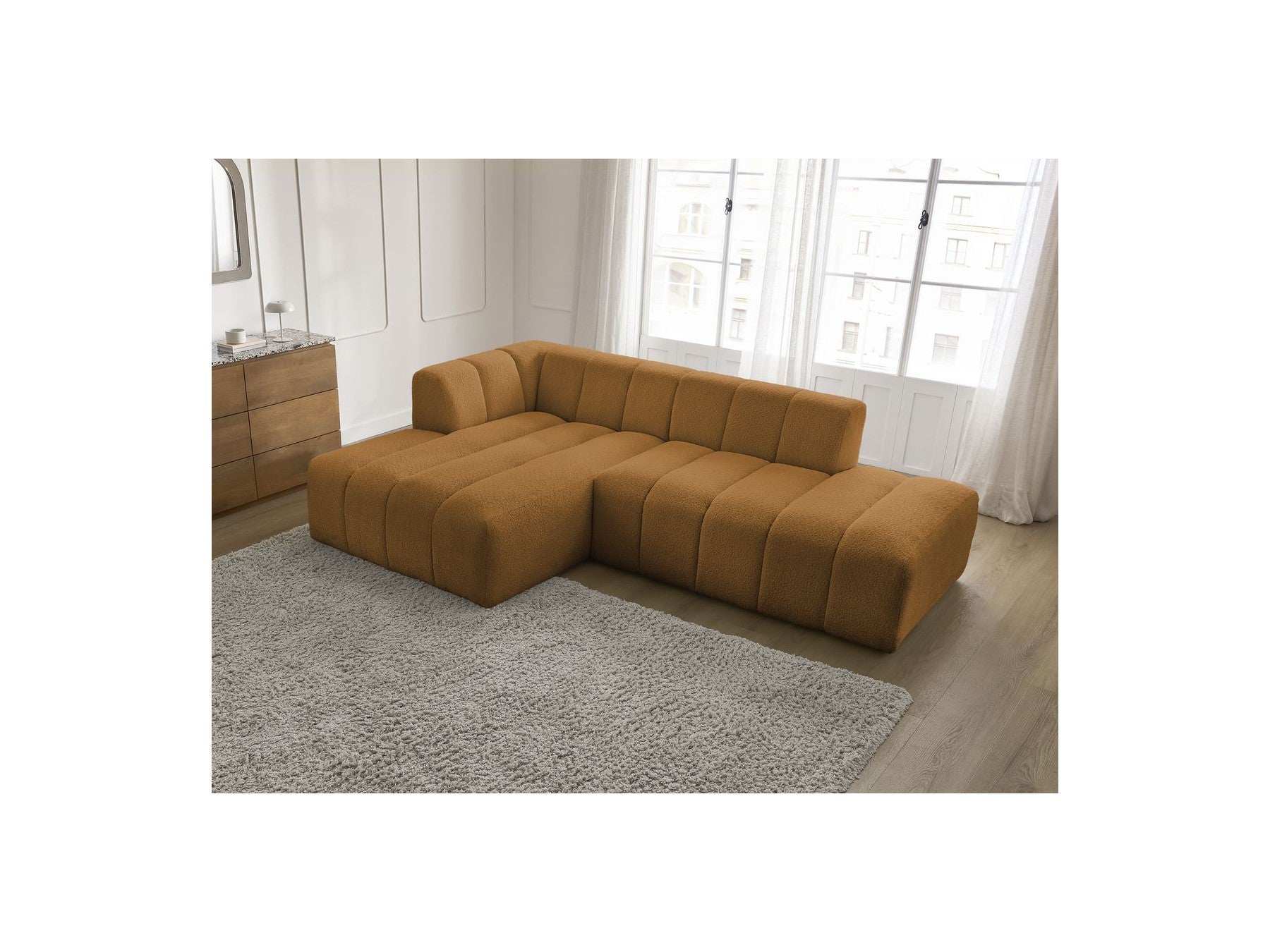 Sofá esquinero fijo modular - Annecy - Tejido bouclé - Esquina izquierda