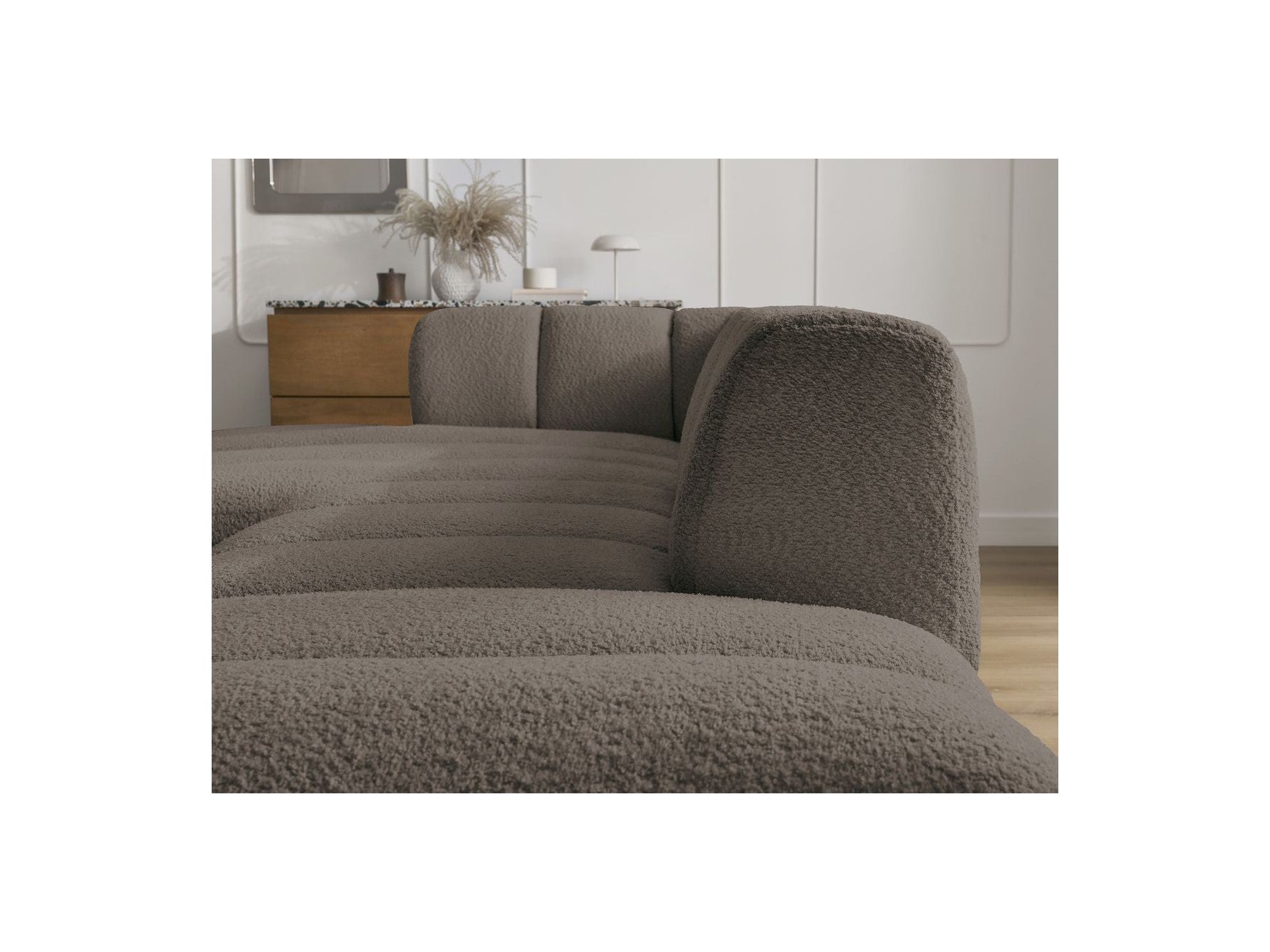 Sofá esquinero fijo modular - Annecy - Tejido bouclé - Esquina izquierda