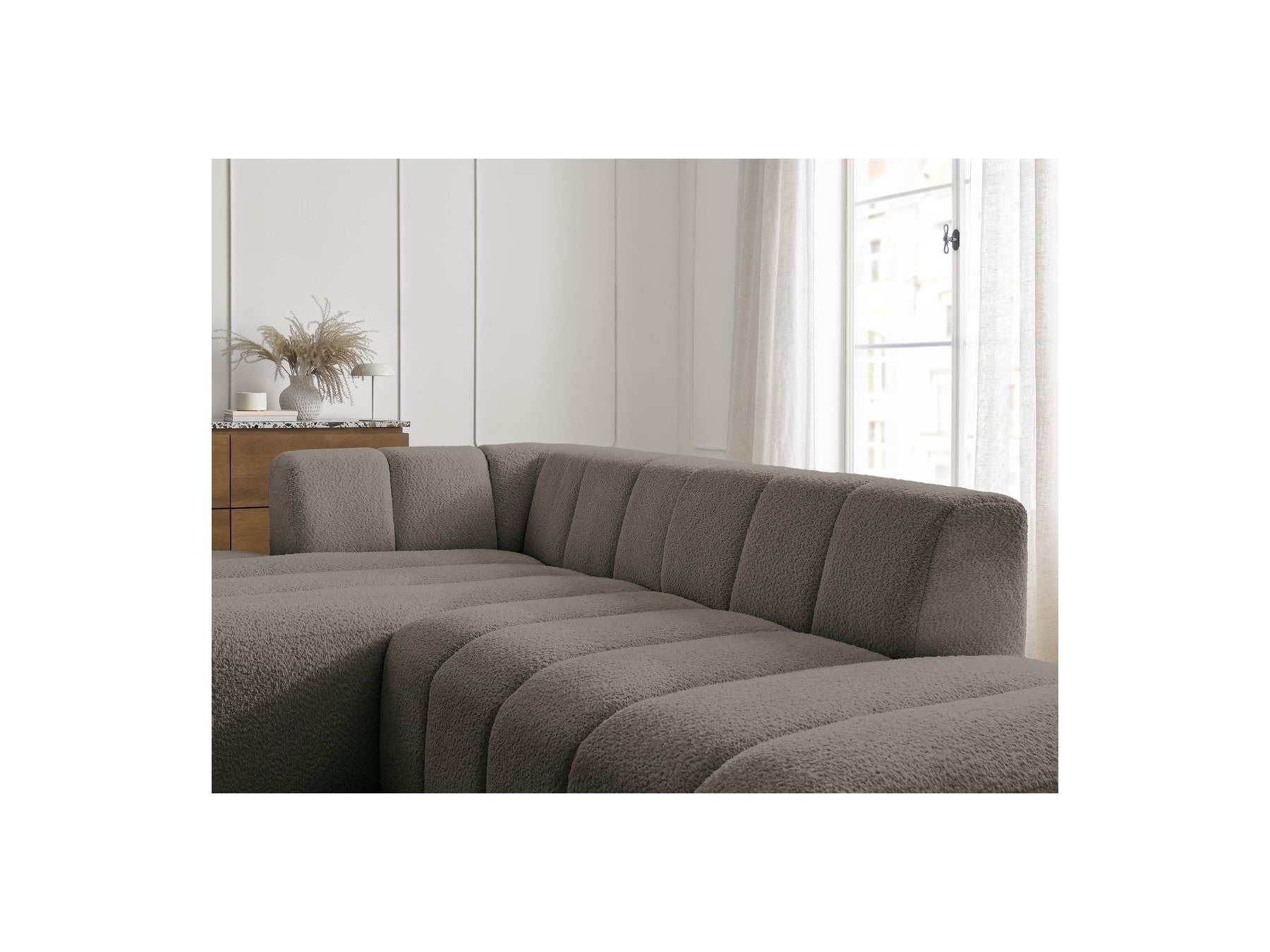 Sofá esquinero fijo modular - Annecy - Tejido bouclé - Esquina izquierda
