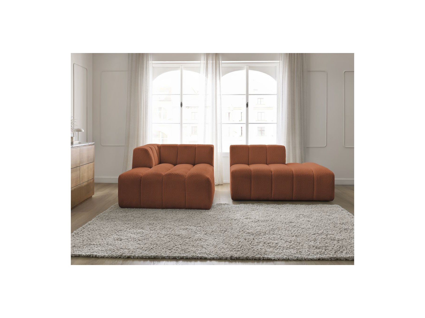 Sofá esquinero fijo modular - Annecy - Tejido bouclé - Esquina izquierda