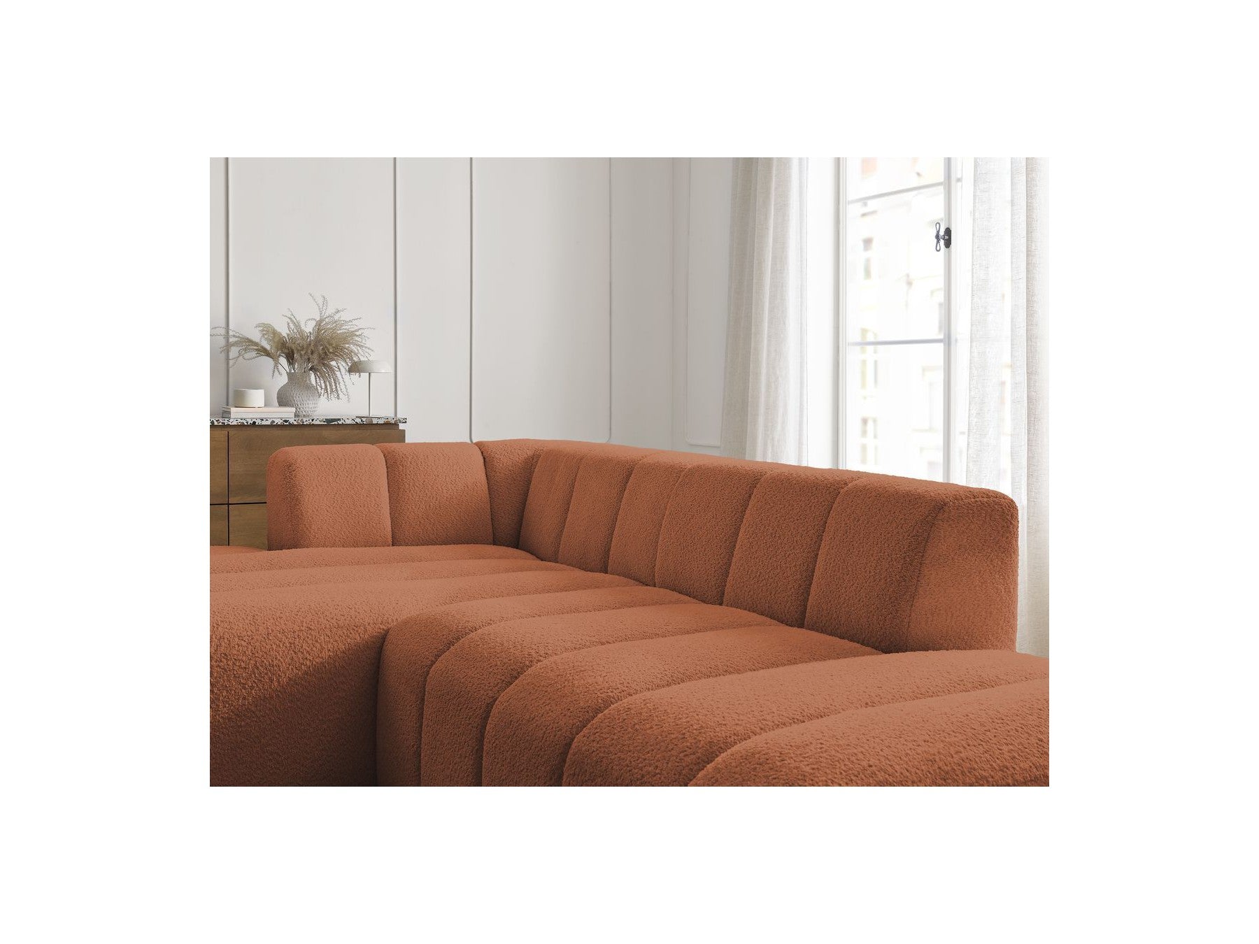Sofá esquinero fijo modular - Annecy - Tejido bouclé - Esquina izquierda