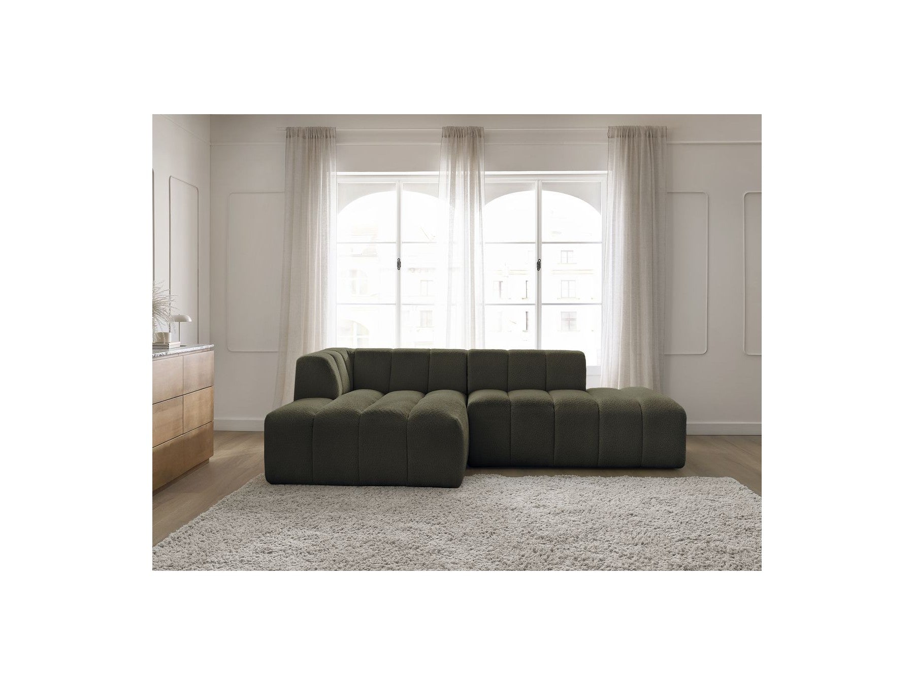 Sofá esquinero fijo modular - Annecy - Tejido bouclé - Esquina izquierda