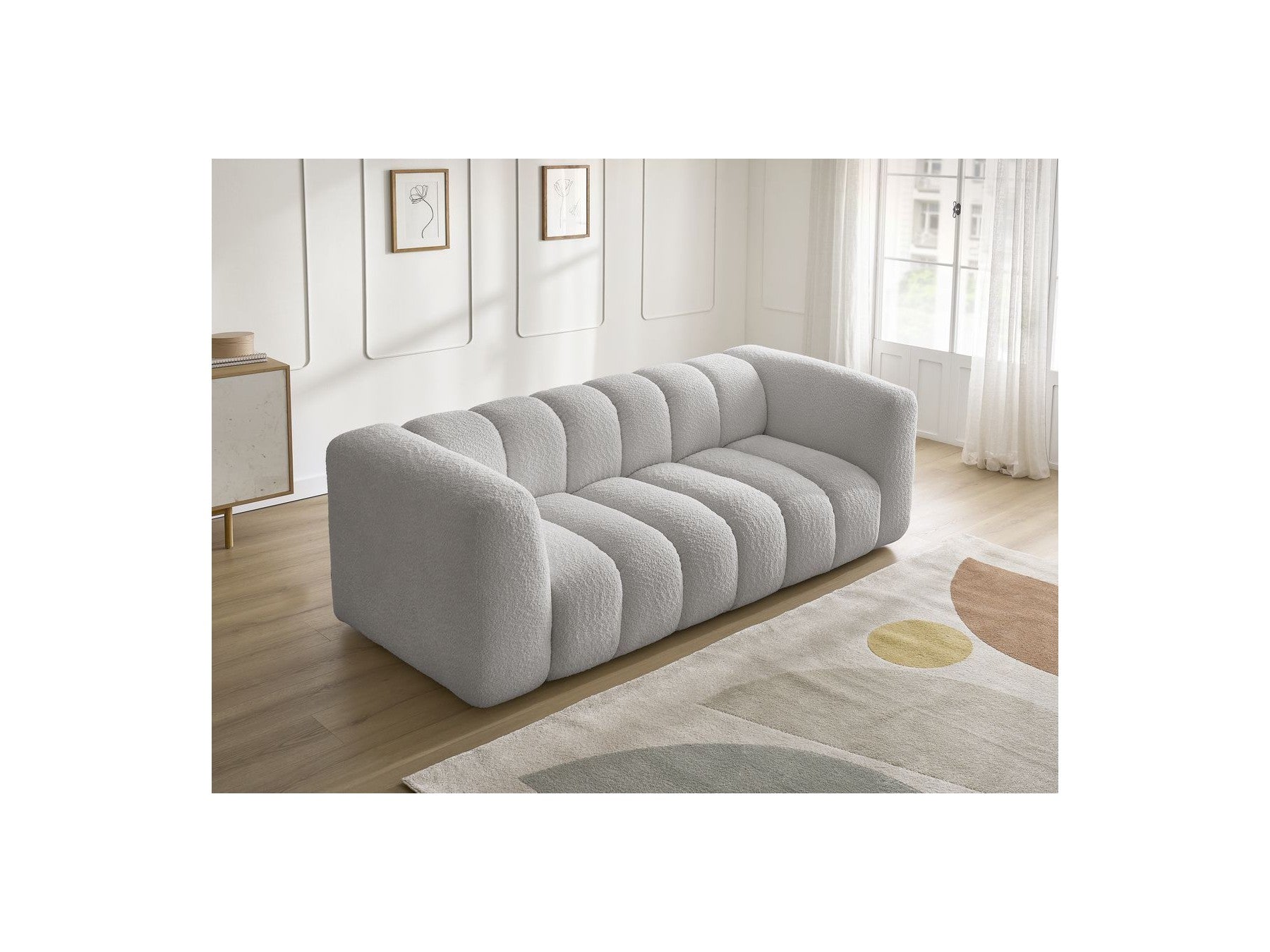 Talia - Fixed Straight 3-Seater Sofa - Bouclé Fabric