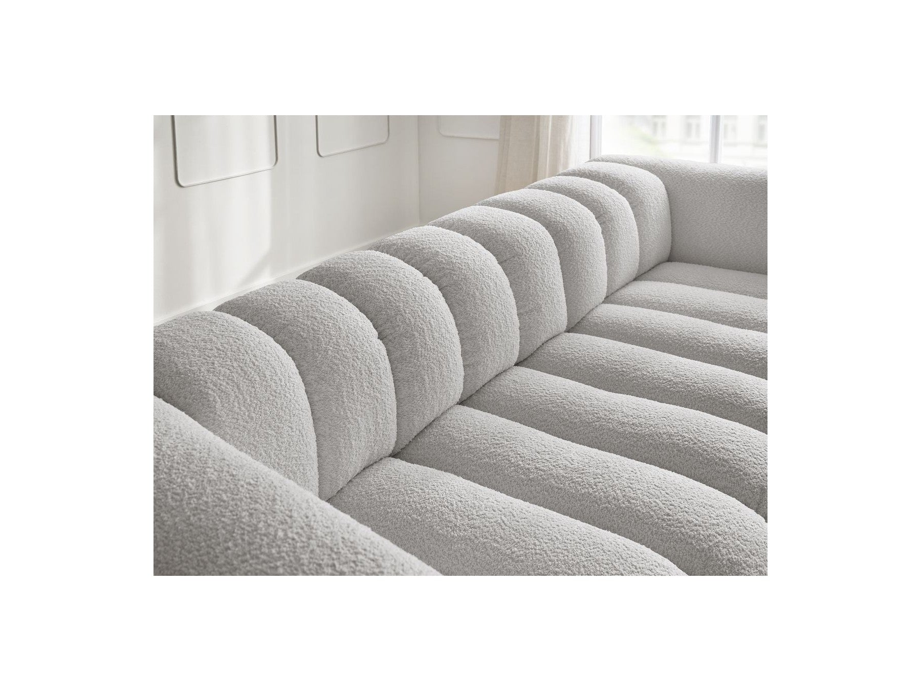 Talia - Fixed Straight 3-Seater Sofa - Bouclé Fabric
