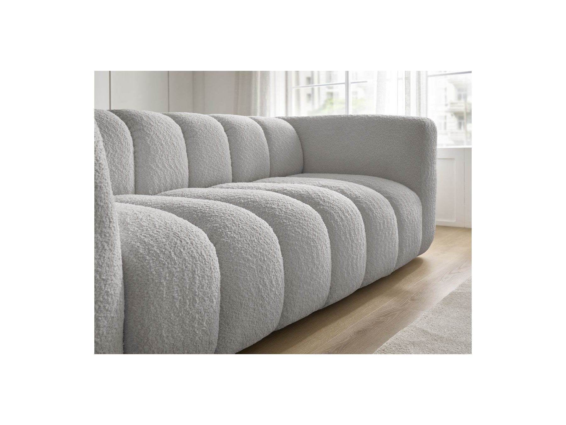 Talia - Fixed Straight 3-Seater Sofa - Bouclé Fabric
