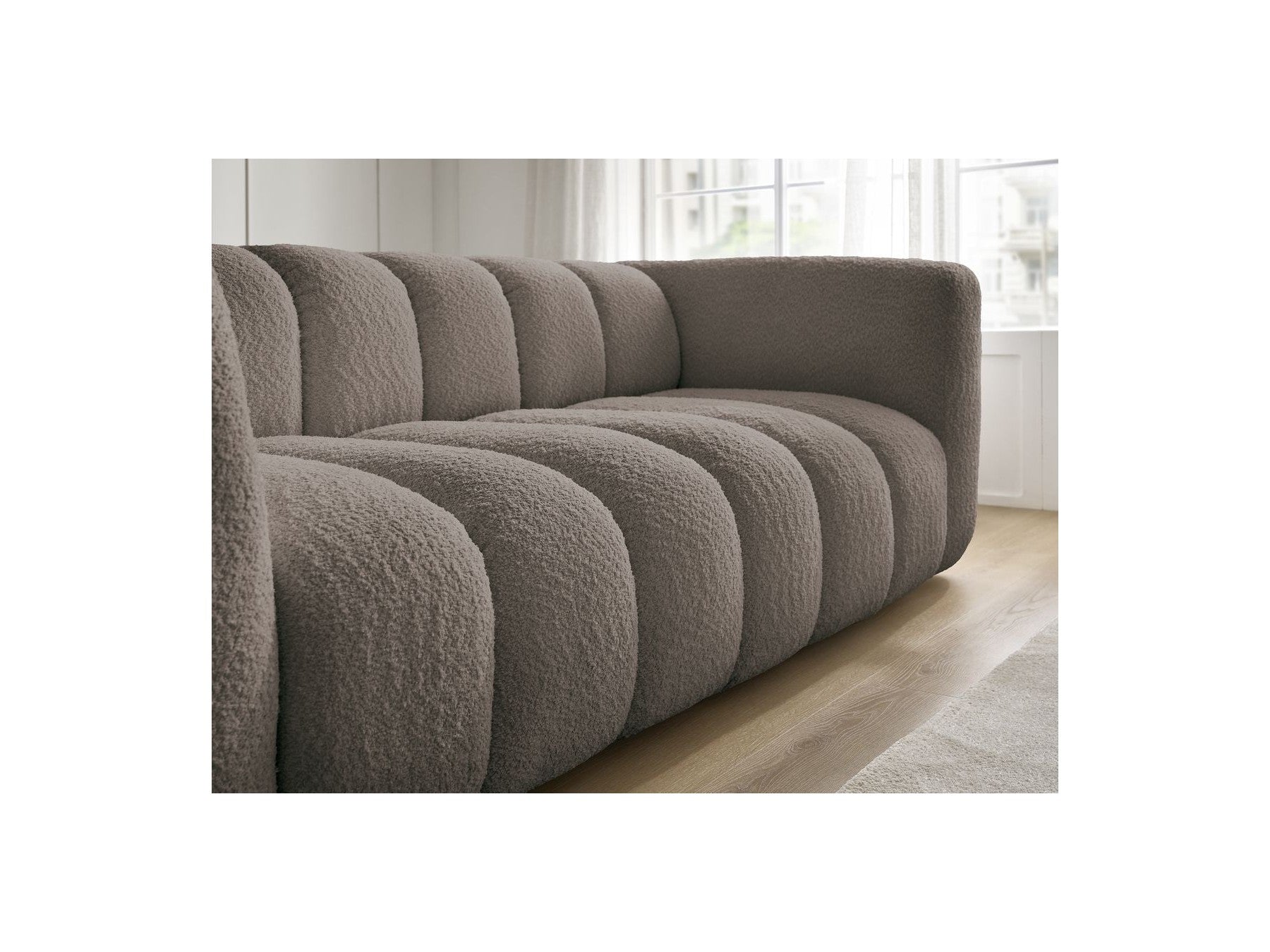 Talia - Fixed Straight 3-Seater Sofa - Bouclé Fabric