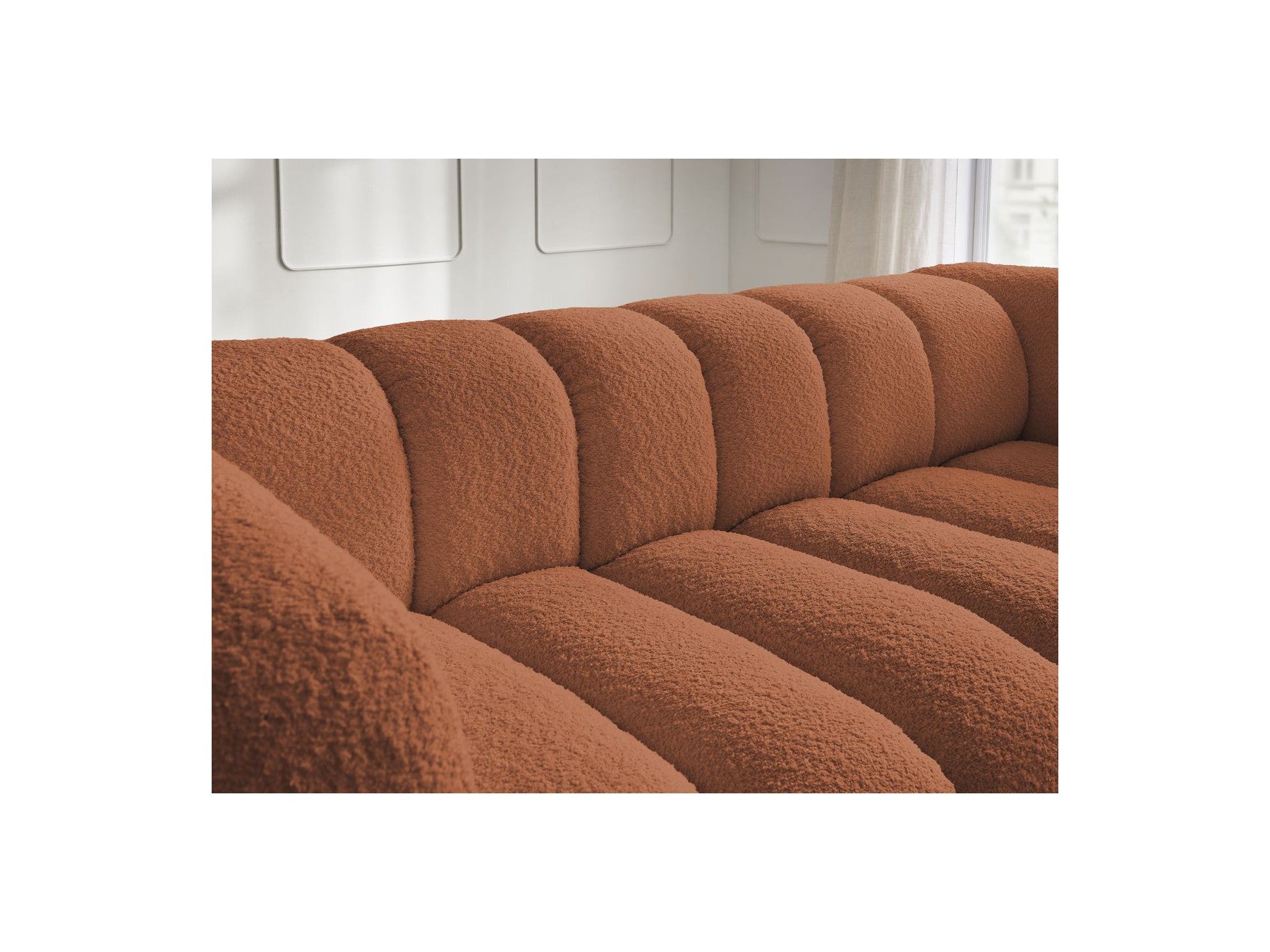 Talia - Fixed Straight 3-Seater Sofa - Bouclé Fabric