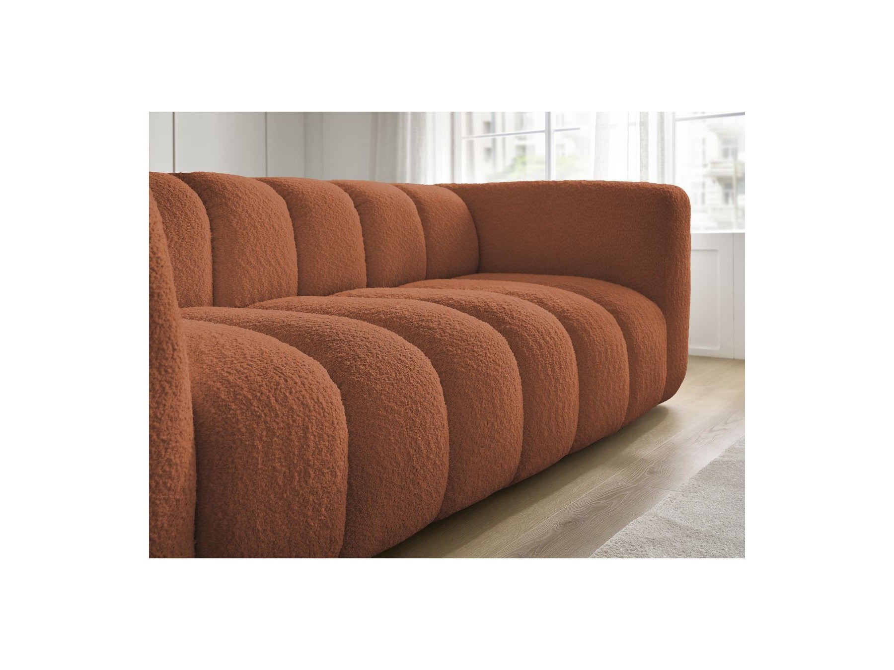 Talia - Fixed Straight 3-Seater Sofa - Bouclé Fabric