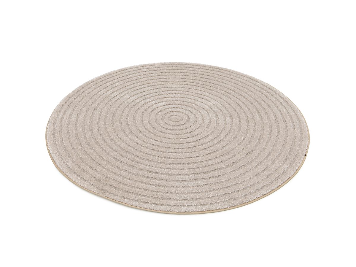 Ondelia - Alfombra redonda de pelo corto - Motivo geométrico - Beige