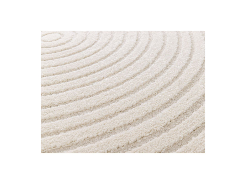 Ondelia - Alfombra redonda de pelo corto - Motivo geométrico - Beige