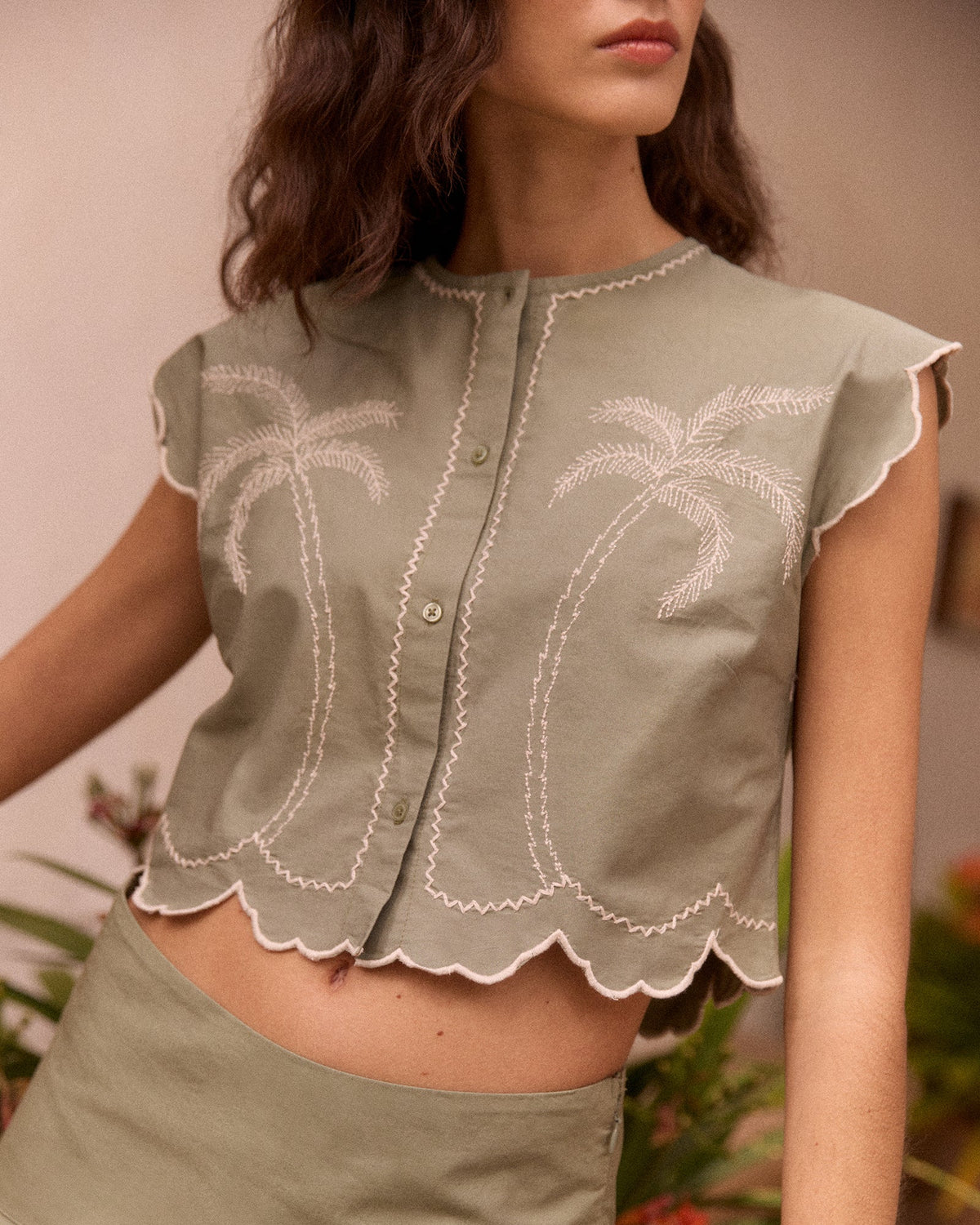 Chemise Palm Tree "Linen And Cotton" Bessin