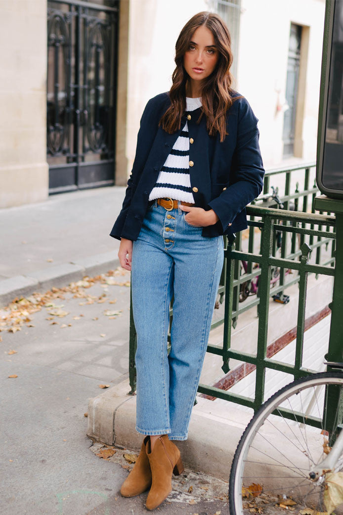 Ciste Ecru Navy Jumper