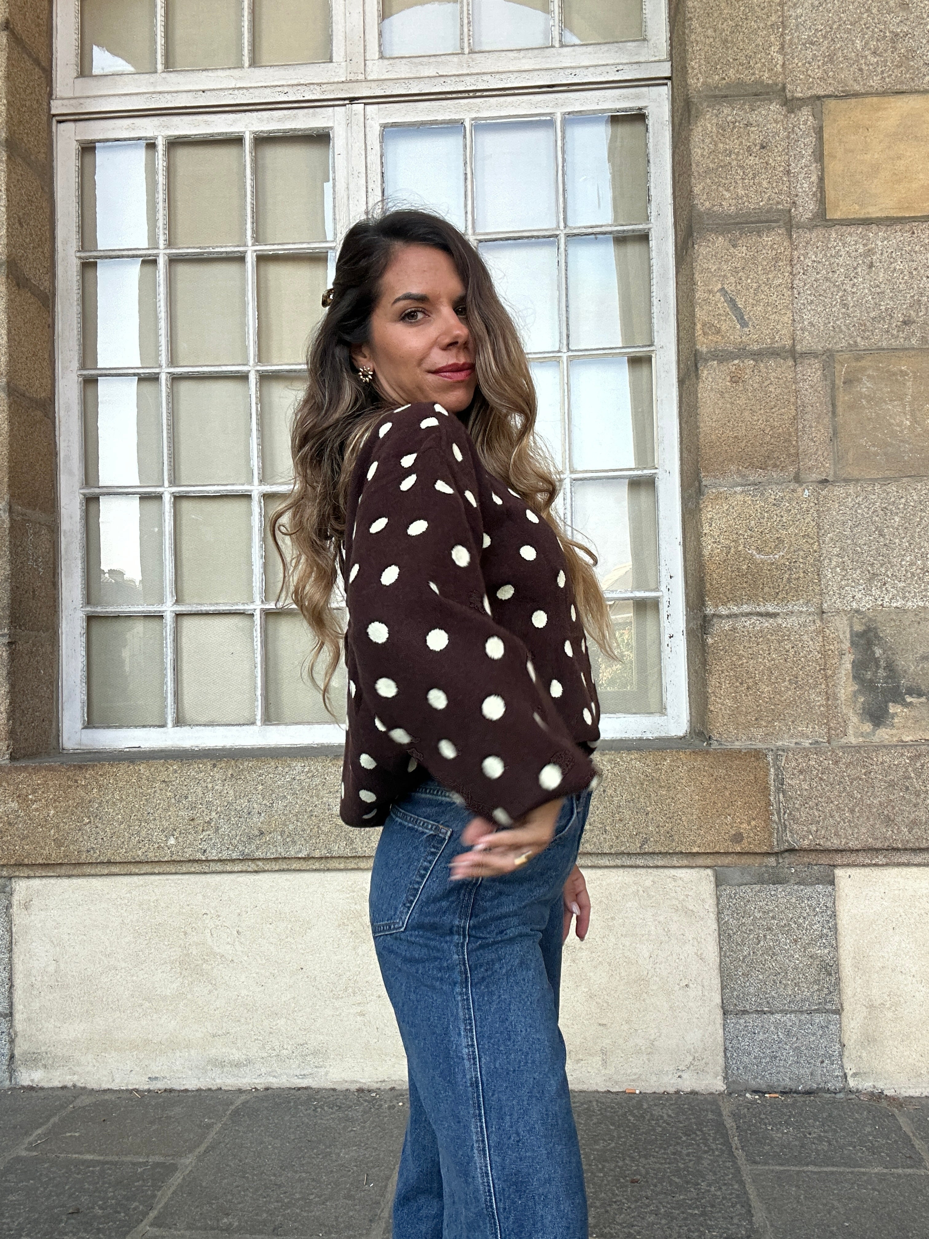 Pull à pois chocolat Zélie
